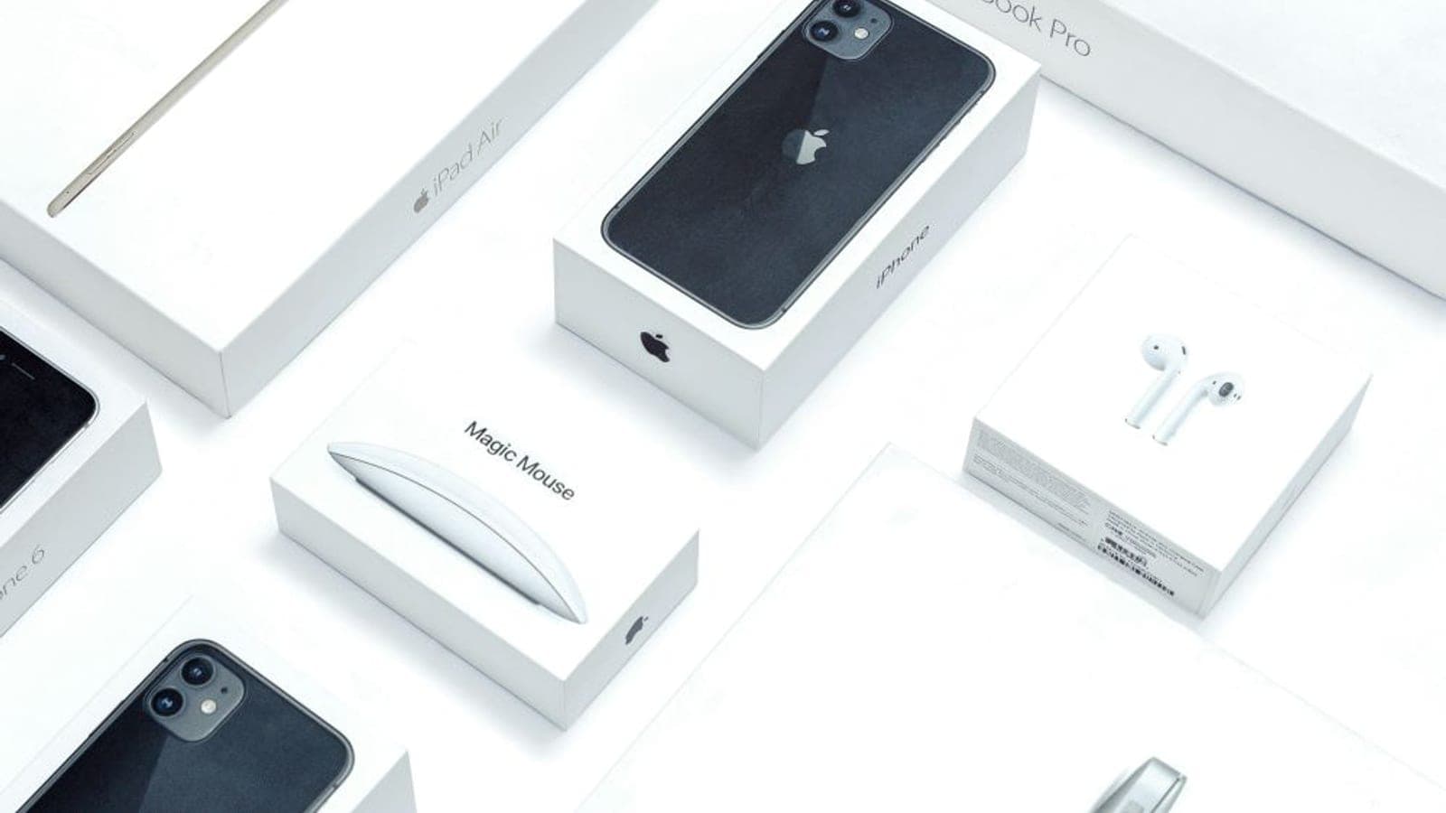 Consumer electronics products in retail packaging